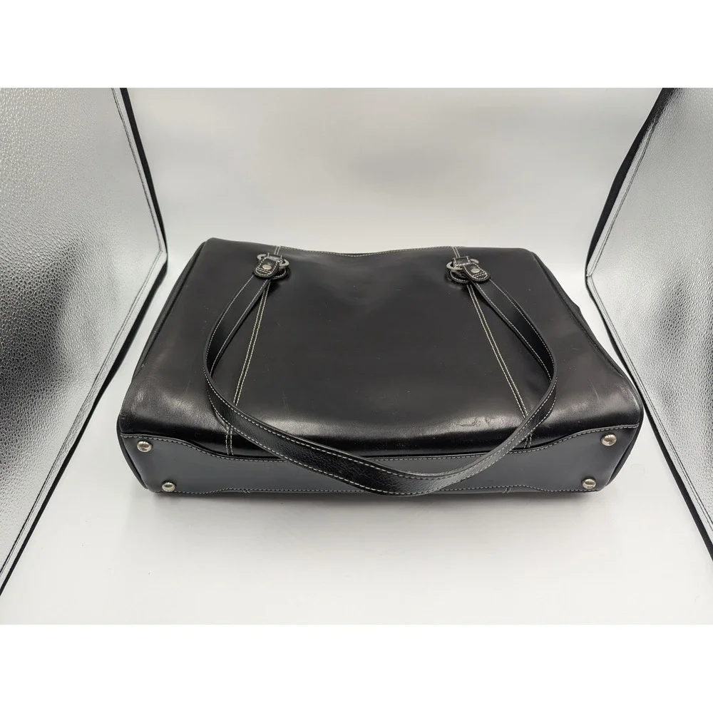 McKlein Laptop Briefcase Black Leather Structured Tote Large Y2K Style Career